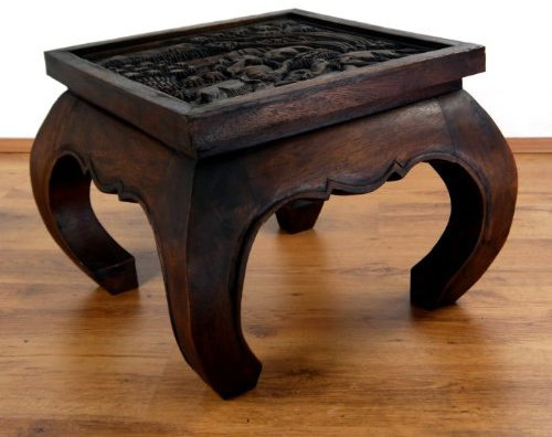 livasia Opiumtisch aus Massivholz – 50x50x40cm – Handgeschnitzter Beistelltisch Holz aus Thailand, Perfekt als Kleiner Tisch im Wohnzimmer oder Schlafzimmer