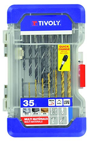 Tivoly 11901170049 Brocas Hexa, Gris, Juego de 35 Piezas