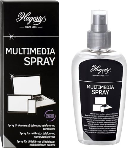 Hagerty Multimedia Spray Nettoyant pour écran I 125 ML I Spray Efficace pour Smartphone, Tablette, Ordinateur Portable I Antistatique I pour Un Nettoyage et Un Entretien Complet sans Micro-Rayures