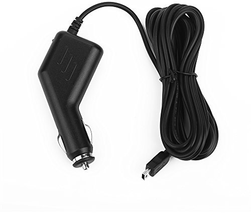 Amacam CC3 Car Charger - 3.5M USB Cable with Straight Mini USB | 2A Output for Dash Cams, Sat Navs & Android | 12V-24V Vehicle Power