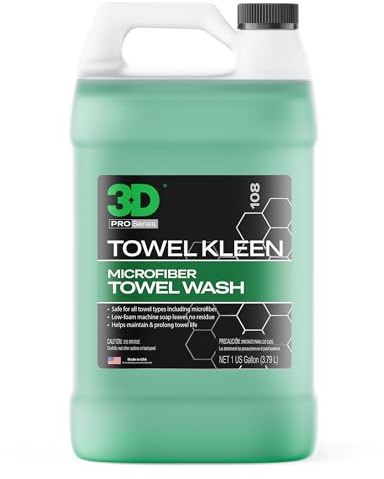 3D Towel Kleen Concentrated Microfiber Detergent - Deep Cleans, Restores & Maintains Car Wash Towel Life - Low Foam, No Residue Premium Laundry Soap 1 Gallon