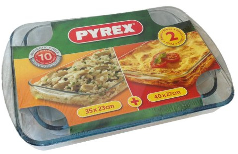 Pyrex Rectangular Roaster Set, Glass, 2 Pieces