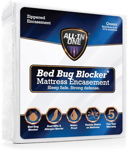 All-in-One Mattress Protector, Zippered Encasement, Water & Stain Resistant, Triple Seal Protection, Queen, White