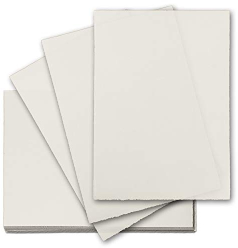 Büttenpapier DIN A4-50 Blatt Brief-Papier - ohne Wasserzeichen - Vintage-Papier handgemacht, 210 x 297 mm, Naturweiß