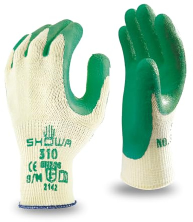 Showa 310 Green Latex Palm Coated Work Gloves, 7/Small