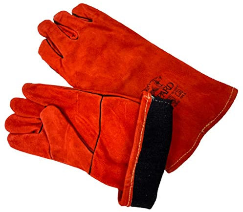 1 x Welding Gloves Long Leather Gauntlets Heat Resistant Lined MIG ARC Welders Protective Welders Gloves with flexible leather Can be used for gardening