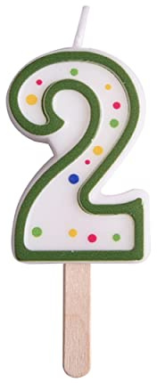 PME CA052 Kerze, Nummer 2, klein, Kunststoff, Grün, 3.5 x 1 x 4.3 cm