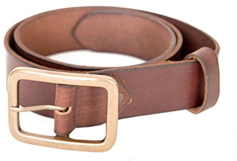 Alpenleder Gürtel ISAR | Echtes Büffel-Leder | Herren Braun Dornschnalle | By (Länge 95 cm)