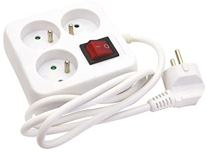 Steckdosenleiste, 3 Steckdosen, 16 A + Erdung, mit Schalter, Kabel 4 m