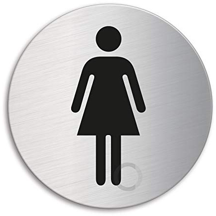 Cartello - Toilette Donne | Targhette Targa Acciaio Inox Ø 100 mm autoadesivo | Ofform Design Originale No.7702