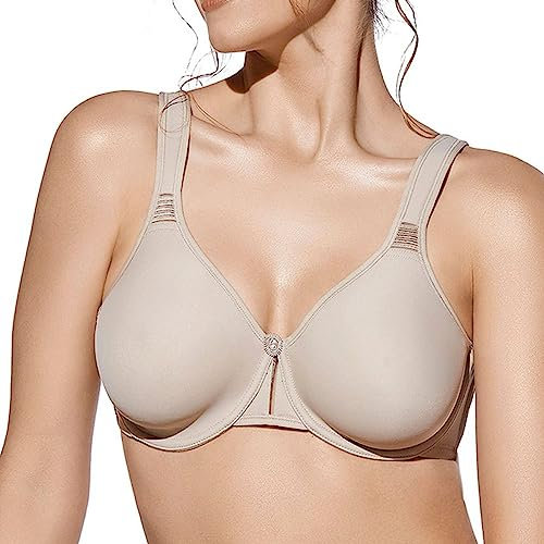 Selene, Reggiseno Contenitivo Donna con Spalline Larghe Comfort e Ferretto, Senza Imbottitura, Collezione Lorea, Colore Terra, Taglia 5D
