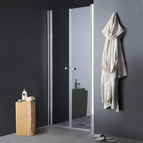 Kiamami Valentina - Porte de douche transparente à charnières pour niche de 80 cm | Saloon