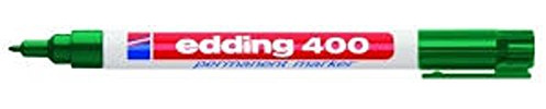 Permanentmarkör edding 400, påfyllbar, rund spets, axel plast, grön