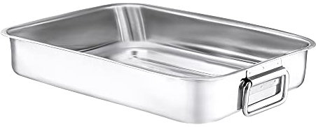 Premium Stainless Steel Rectangular Roasting Pan - Dishwasher, Freezer, and Oven Safe - 26cm x 20cm x 6cm Medium Sized Roasting Pan for Roasting or Baking Pan