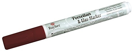 Rayher Marqueur pour verre et porcelaine, bordeaux, 1 pce., pointe ronde interchangeable 1-2mm, séchage rapide, base aqueuse, arts créatifs-38709291
