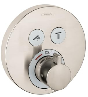 hansgrohe ShowerSelect S Modern Thermostatic Shower Valve Trim with Temperature Control and Diverter in Brushed Nickel, 15743821