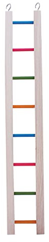 Happy Pet Wooden Multi Coloured 8 Step Ladder for Birds Durable Swinging Climbing Perch Fun Exercise Playing Cage Accessory for Parrots Cockatiels 61cm