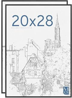 MCS Original 51 x 71 cm Cornice Poster Nera Super Leggera, Cornice Verticale e Orizzontale da Appendere a Parete per Poster, Foto, Stampe e Pittura d'Arte (Confezione da 2)