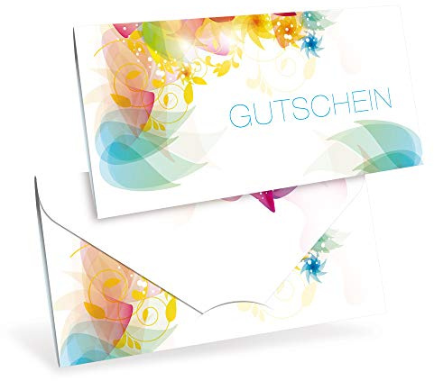 Gutscheine (10 Stück) für Ihre Kunden - Geschenkgutscheine neutral für Einzelhandel, Blumenhandel, Kunst-Gewerbe - DIN lang Faltkarte verschließbar