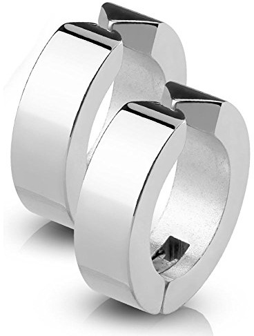 Bungsa Creolen klassisch Edelstahl - 1 Paar - (Ohrringe Ohrschmuck Ohrklemmen Studs Damen Frauen Herren Mode Earrings)