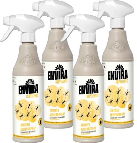 Envira Ameisenspray 4 x 500 ml - effektiv gegen Wegameisen & Pharaoameisen | Spray mit Langzeitwirkung für Wohnung, Balkon, Terrasse und Garten - Ameisenmittel, Ameisen effektiv loswerden