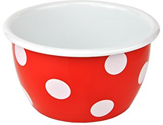 Münder Emaille - Salatschüssel, Schüssel, Schälchen - Ø: 18 cm - Farbe: Rot mit weißen Tupfen