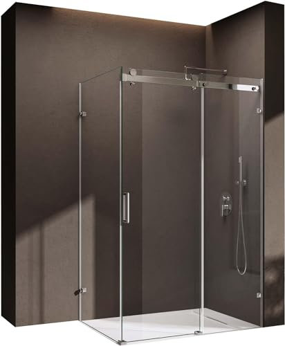 doporro Duschkabine Schiebetür Dusche Eckdusche 80x110x195cm Duschabtrennung mit Schiebetür inkl. Duschtasse ESG-Sicherheitsglas Klarglas 4-Punktbefestigung inkl. Nano-Beschichtung Ravenna17-2