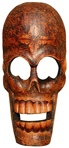 Schöne Totenkopf Holz Maske Kopf Afrika Gothik Handarbeit Bali Maske64