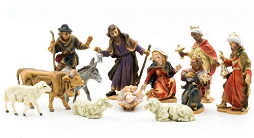 Marolin Krippenfiguren Set mit 12 Figuren, zu 12cm Fig. (Kunststoff) - 100% Deutsches Manufakturprodukt