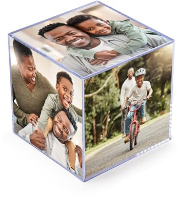 Kenro Photo Cube for 6 Photos (9 x 9cm) - Personalised Picture Cube | Lightweight & Durable Perspex Photograph Display Gallery Cube | Unique Keepsake Box Gift for Adults & Kids