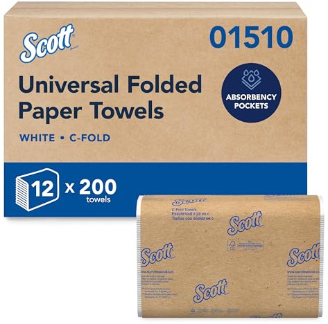 Scott Professional Essential C-Fold Folded Paper Towels, Bulk (01510), Fast-Drying Absorbency Pockets, 13.15x10.125 Towel, White (200 Sheets/Pack, 12 Packs/Case, 2,400 Sheet Total)