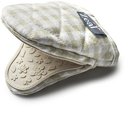 Zeal Gingham Mini Mitt Pot Holder, Cotton, Cream, 17.5 x 13.5 x 2.5 cm