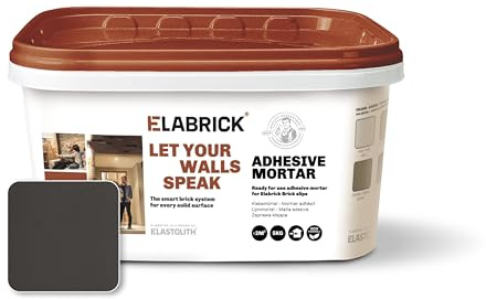 Adesivo per mattoni Elabrick, 5kg, pronto all'uso, colla monocomponente in pasta, Antracite. Copre 2m², adatto sia per uso indoor che outdoor, fai da te, ristrutturazione casa, vernici.