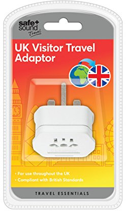 Safe and Sound UK SA6031 Visitor Electrical Adaptor, Single Socket Converts Plugs to a UK Plug Socket, White, 17 cm