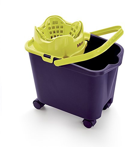 Mery - Wiadro z Automatycznym Wyciskaczem, 14L, 4 Obrotowe Kółka 360º, System Sprężynowy, Wysoka Wytrzymałość, Violet