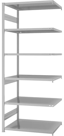 eurokraft | System-Steckregal | Bauart mittelschwer | kunststoffbeschichtet | Regalhöhe 2500 mm | Anbauregal | Breite x Tiefe 1000 x 800 mm