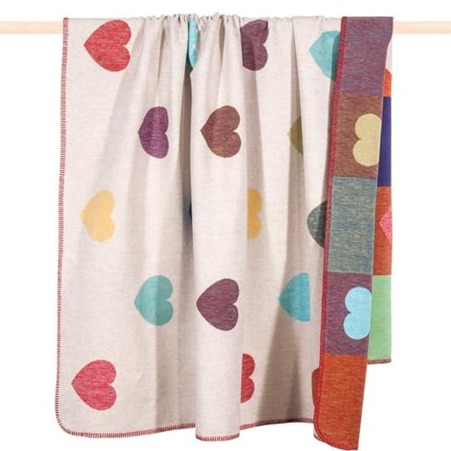 Pad - Decke - Kuscheldecke - Wendeoptik - Honey - Herzen - Multi/Bunt - 150 x 200 cm