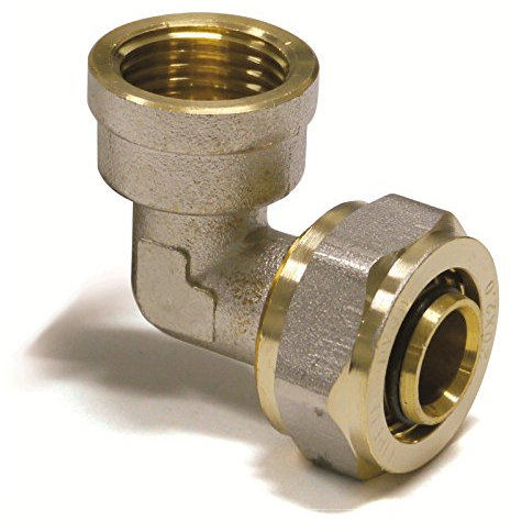 Pipetec Schraubfitting Winkel Übergang 16x2 mm 90° 1/2 Innengewinde für Mehrschicht-Verbundrohr, DVGW, UBA-konform, bis max.100°C