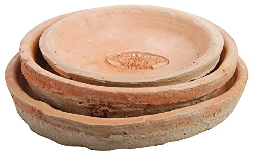 Esschert Design AT02 Lot de 3 soucoupes rondes en terre cuite vieillie 14 x 14 x 2 cm