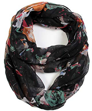 Scarfand's Romantic Rose Prints & Floral Patterns Lightweight Infinity Fashion Scarves Wraps (Brush Stroke Black)