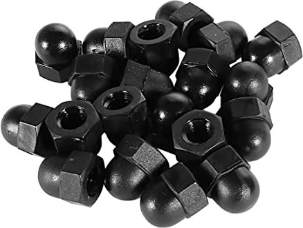 Sourcingmap M6 Thread Dia Dome Head Nylon Cap Acorn Hex Nuts Black 20pcs