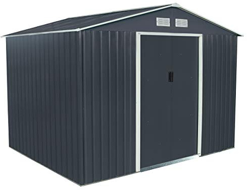 Charles Bentley Metal Garden Shed Outdoor Storage Box, Navy Grey, Large