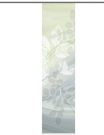 Home fashion 87667-768 Schiebewand Digitaldruck Toupillon Dekostoff mit Paneelwagen und Klemmschiene, 245 x 60 cm, grün