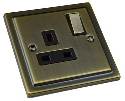 Antique Brass 1Gang Plug Socket (Regency) R06AB