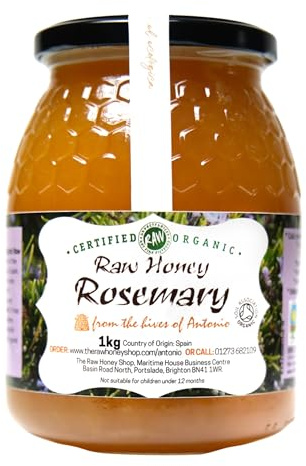 Antonio's Certifierad Ekologisk Råa Rosmarinhonung | Vinnare av platinapriset |Ren vildmarkshonung |Opastöriserad |Enkelt ursprung |The Raw Honey Shop |(1kg)