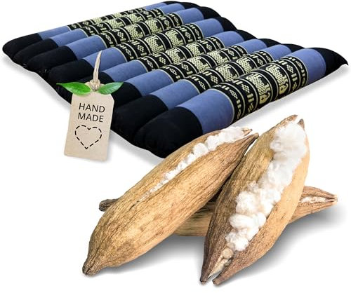 livasia Sitzkissen Stuhlauflage klein - 35x35x4,5cm - Bodenkissen gesteppt Indoor/Outdoor, Meditationskissen Yogakissen, Stuhlauflage Palettenmöbel, Steppkissen für Stuhl und Bank (Blau/Elefanten)
