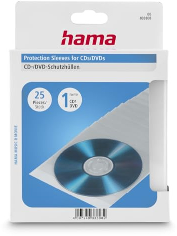 Hama CD-/DVD-/Blu-ray Schutzhüllen (Slim-Design, Sleeve aus Kunststoff, 25 Stück), transparent