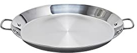 Garcima 16-inch Stainless Flat Bottom Paella Pan, 40cm