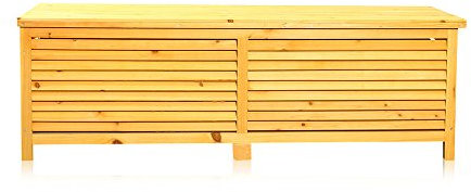 Melko Auflagenbox Kissenbox Gartenbox mit klappbarem Deckel, regenfest, aus Holz, 46 x 140 x 52 cm, Gartentruhe Holztruhe