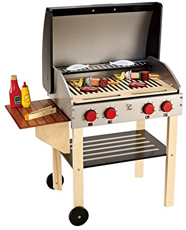 Hape E3127 Gourmet, Spielzeug-Grill aus Holz mit viel tollem Zubehör, ab 3 Jahren, Mehrfarbig